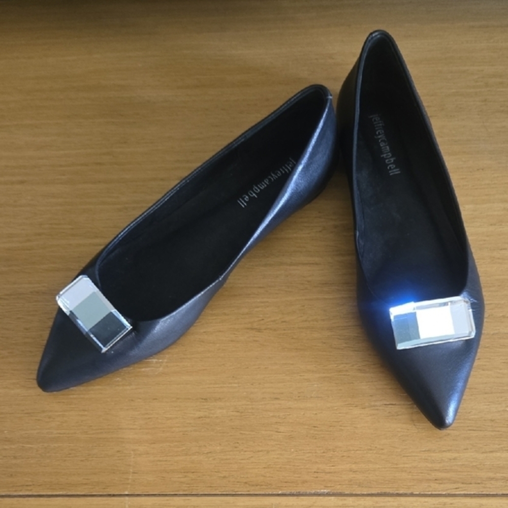 NWOT Jeffrey Campbell Black Flats with Lucite
